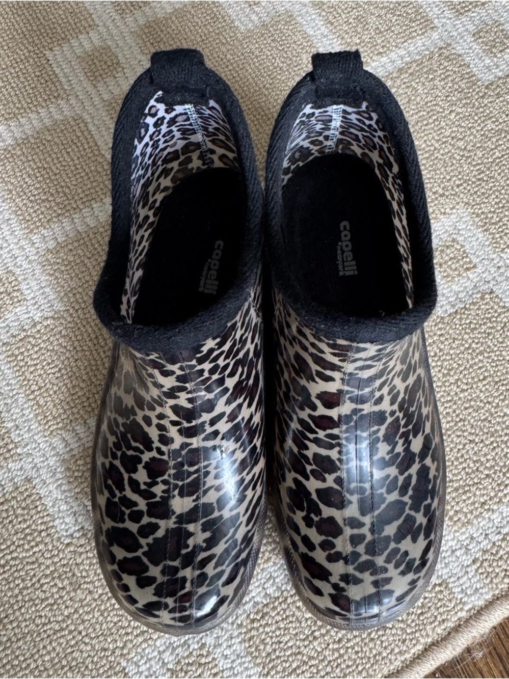 Capelli Leopard Print Rain Boots Ankle Waterproof Rubber Size 7 - Picture 8 of 12